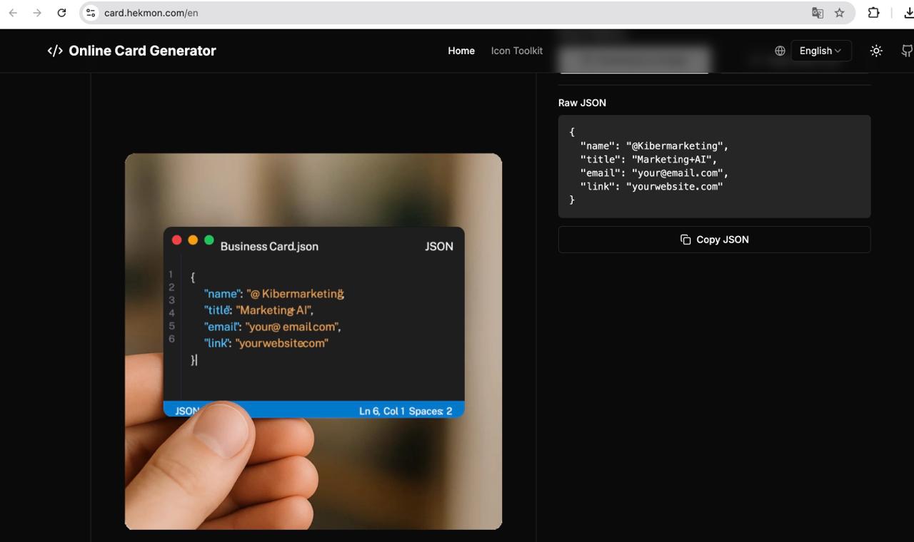Визитка в стиле VSCode за секунды image preview